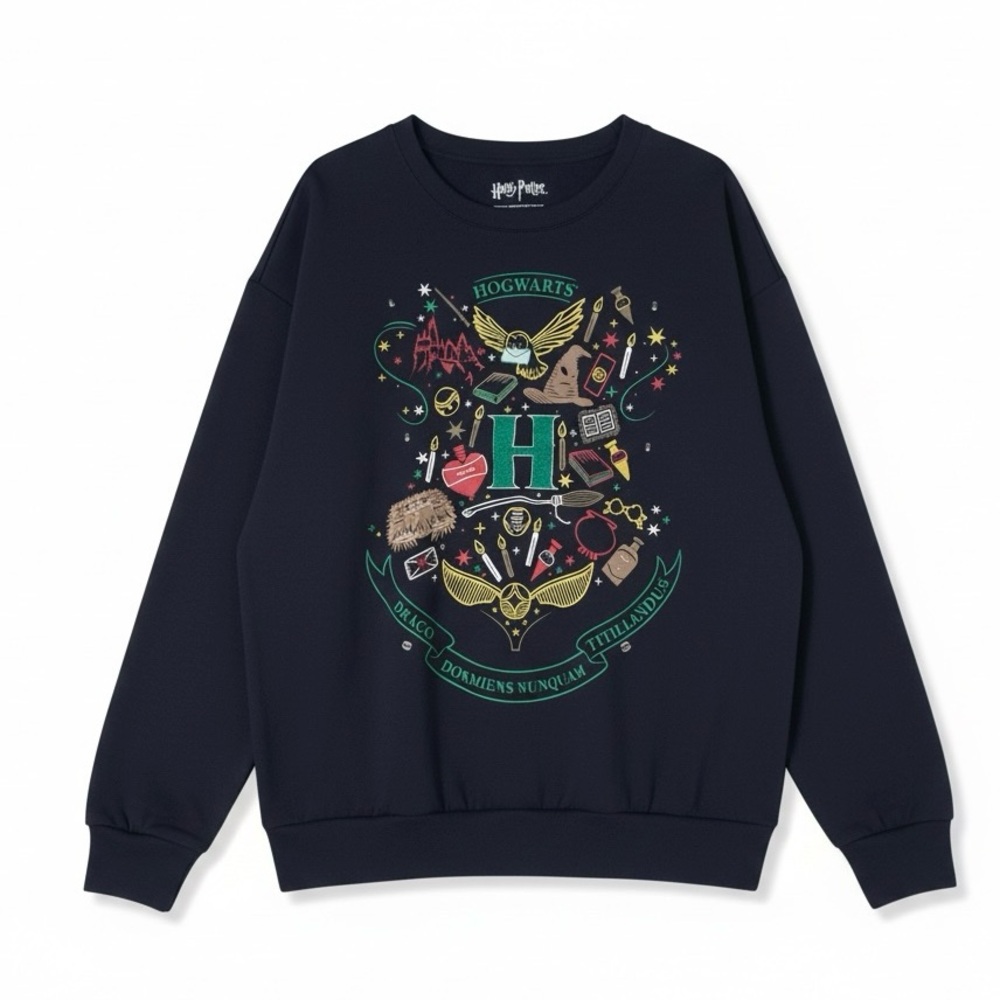 Harry Potter Sweatshirt XXL 20 Hogwarts Crest Navy‎ Graphic Pullover Light Up